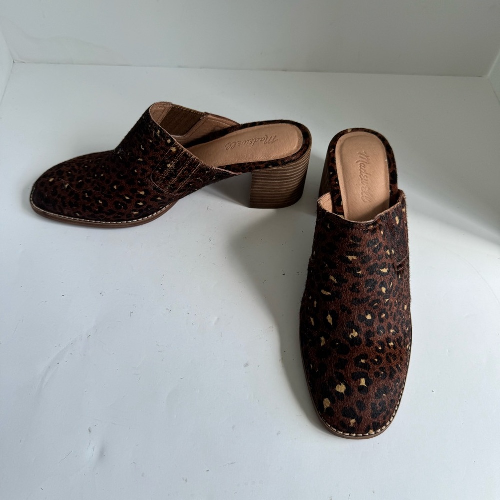 Madewell The Carey Mule in Painted Leopard Calf Hair. Size 10 - Picture 3 of 16